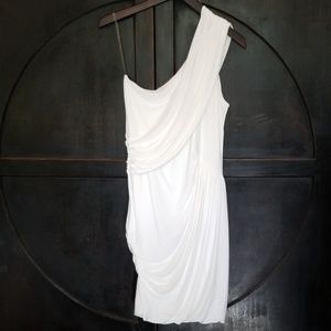 Soprano Asymmetrical Scrunched White Dress